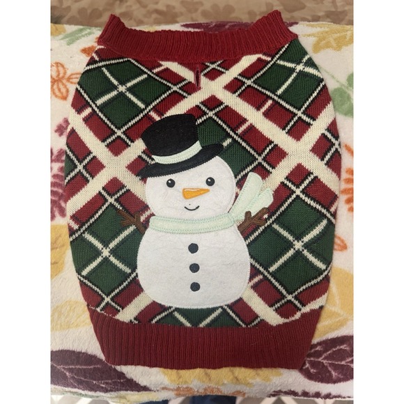 Other - Snowman Argyle Dog Sweater Christmas Winter‎ Small